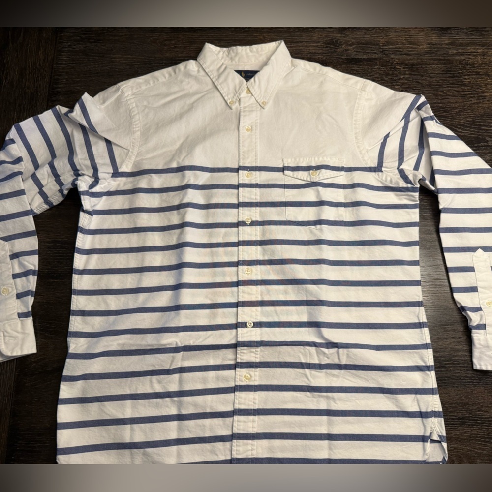 Polo Ralph Lauren Blue and White Striped Men's Shirt - Picture 4 of 4